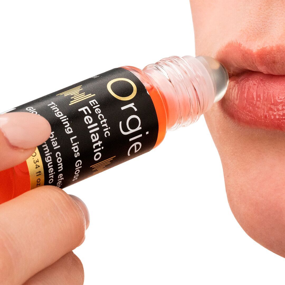 Блиск для губ з ефектом вібрації Orgie Electric Fellatio Lips Gloss (10 мл), смак фруктового асорті