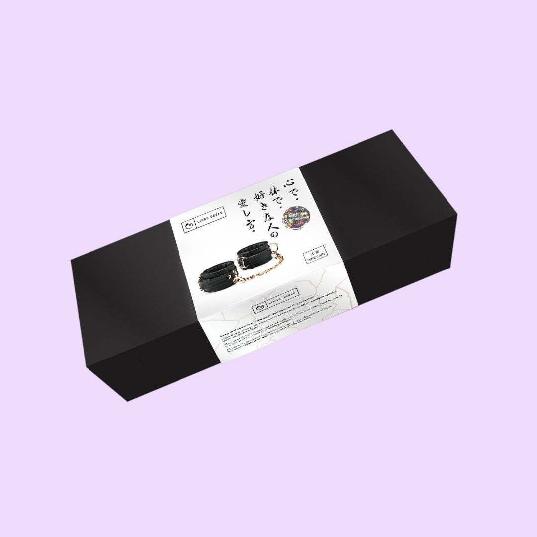 Наручники з ланцюжком Liebe Seele Black Organosilicon Wrist Cuff, екошкіра