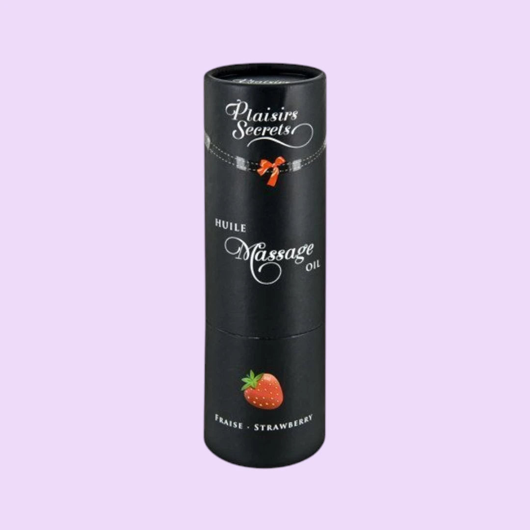 Масажна олія Plaisirs Secrets Strawberry (59 мл) з афродизіаками, їстівна, подарункове пакування