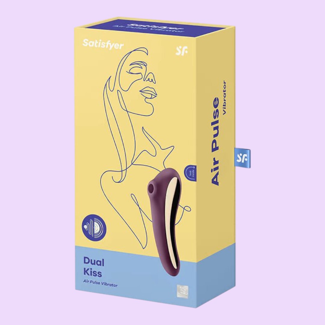 Вакуумний стимулятор з вібрацією Satisfyer Dual Kiss Wine Red