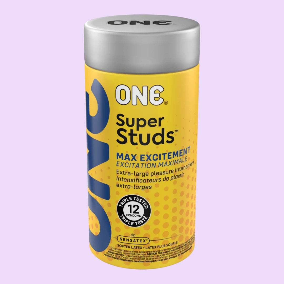 Презервативи ONE Super Studs, 12 шт — точковий рельєф, змазка