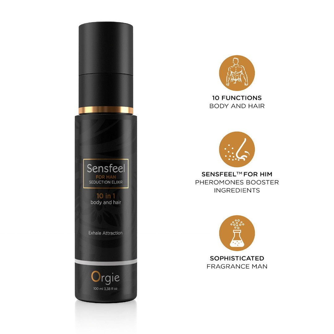 Orgie – Sensfeel Seduction Elixir 10 in 1 for Man - лосьйон з феромонами для тіла та волосся (100 мл)