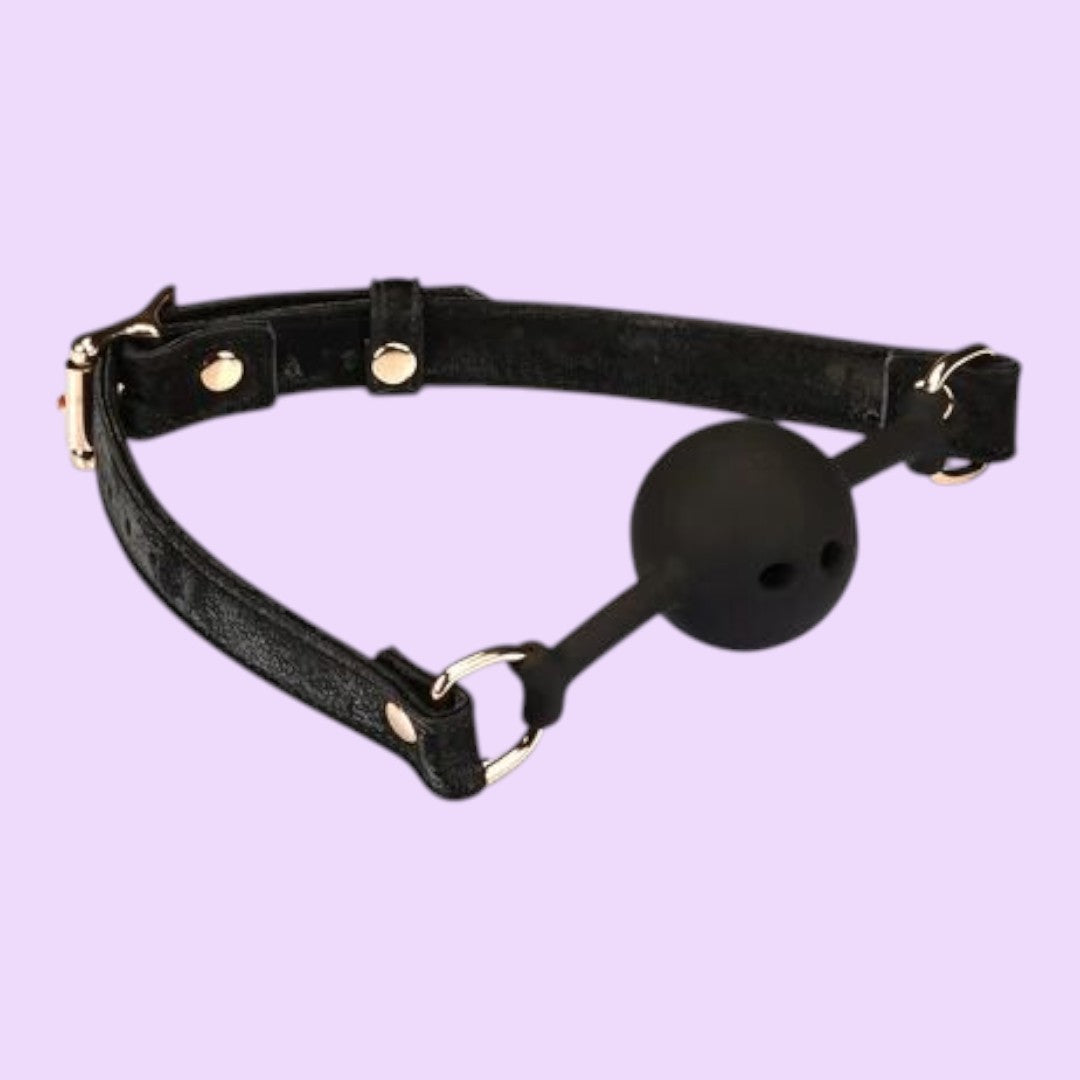 Повітропроникний кляп Liebe Seele Boudoir Amor Ball Gag Black, силіконова кулька 4,3 см