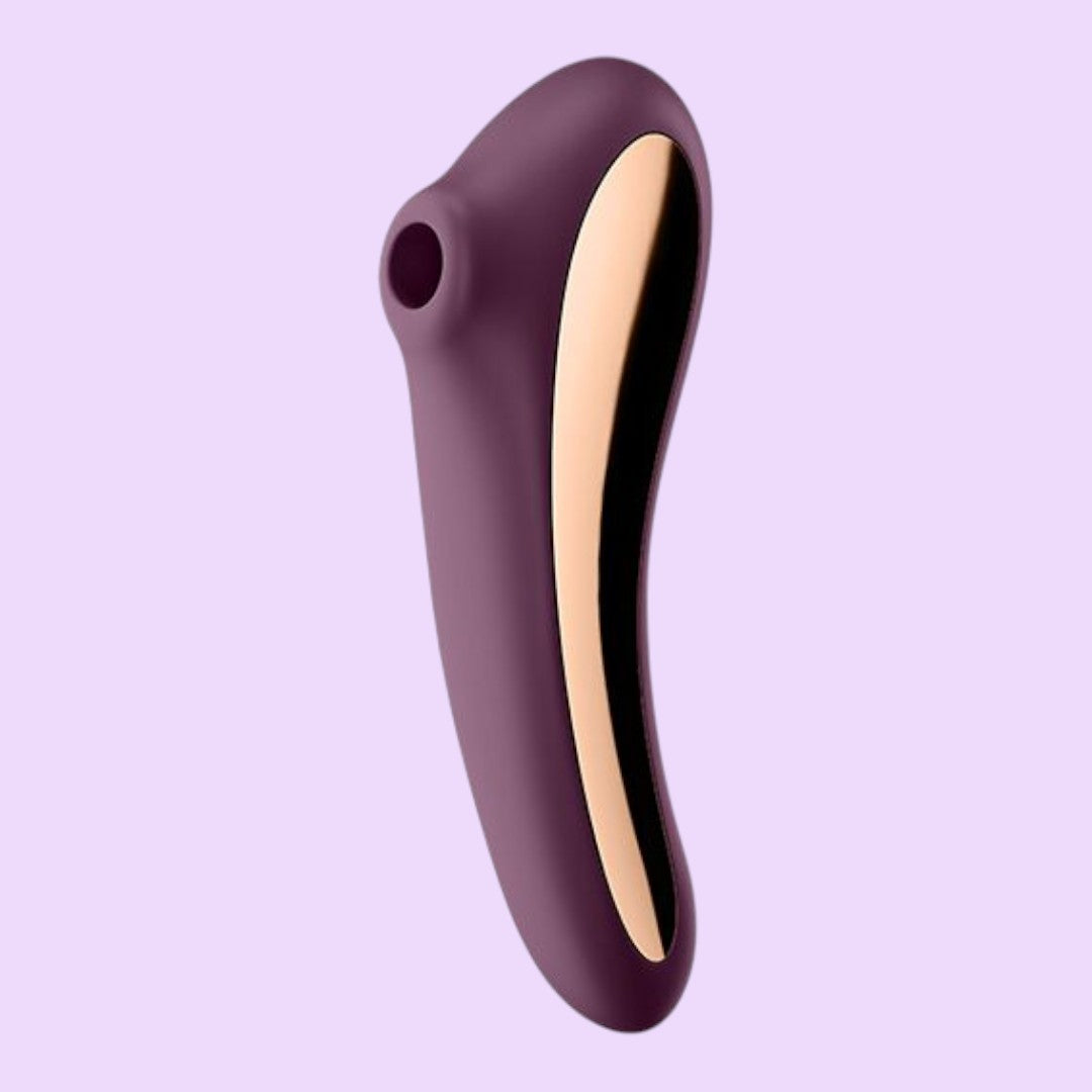 Вакуумний стимулятор з вібрацією Satisfyer Dual Kiss Wine Red